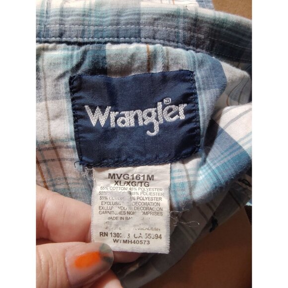 Wrangler Men's Western Fashion Snap‎ Long Sleeve Shirt XL Blue Plaid - Picture 2 of 5